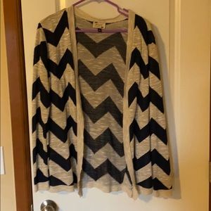 Chevron navy and cream cardigan